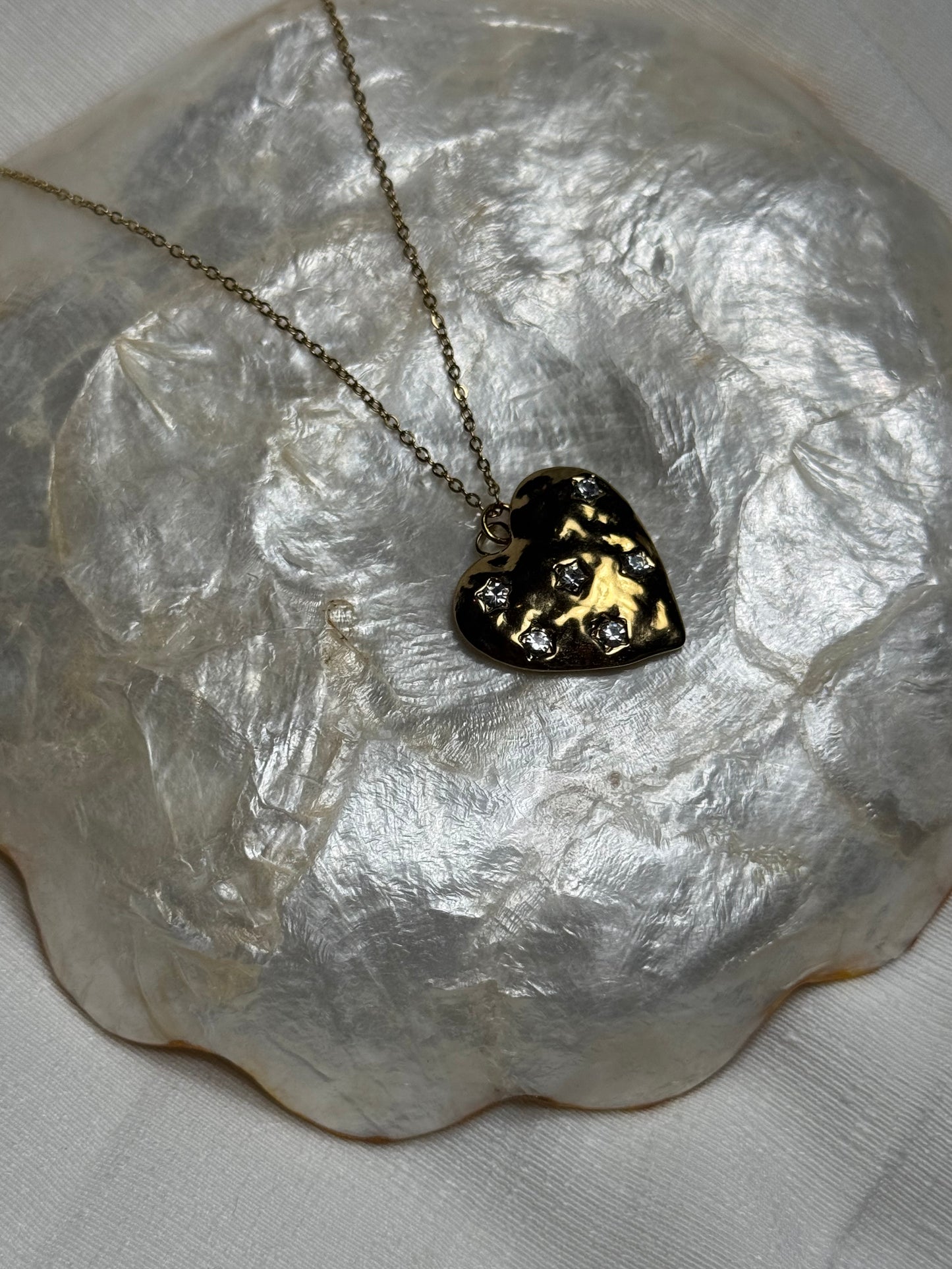 Sparkly Heart Necklace Gold