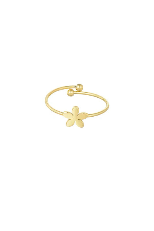 Basic Ring With Flower Gold