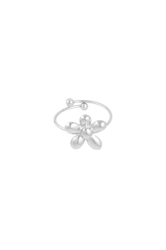 Puffy Flower Ring Silver