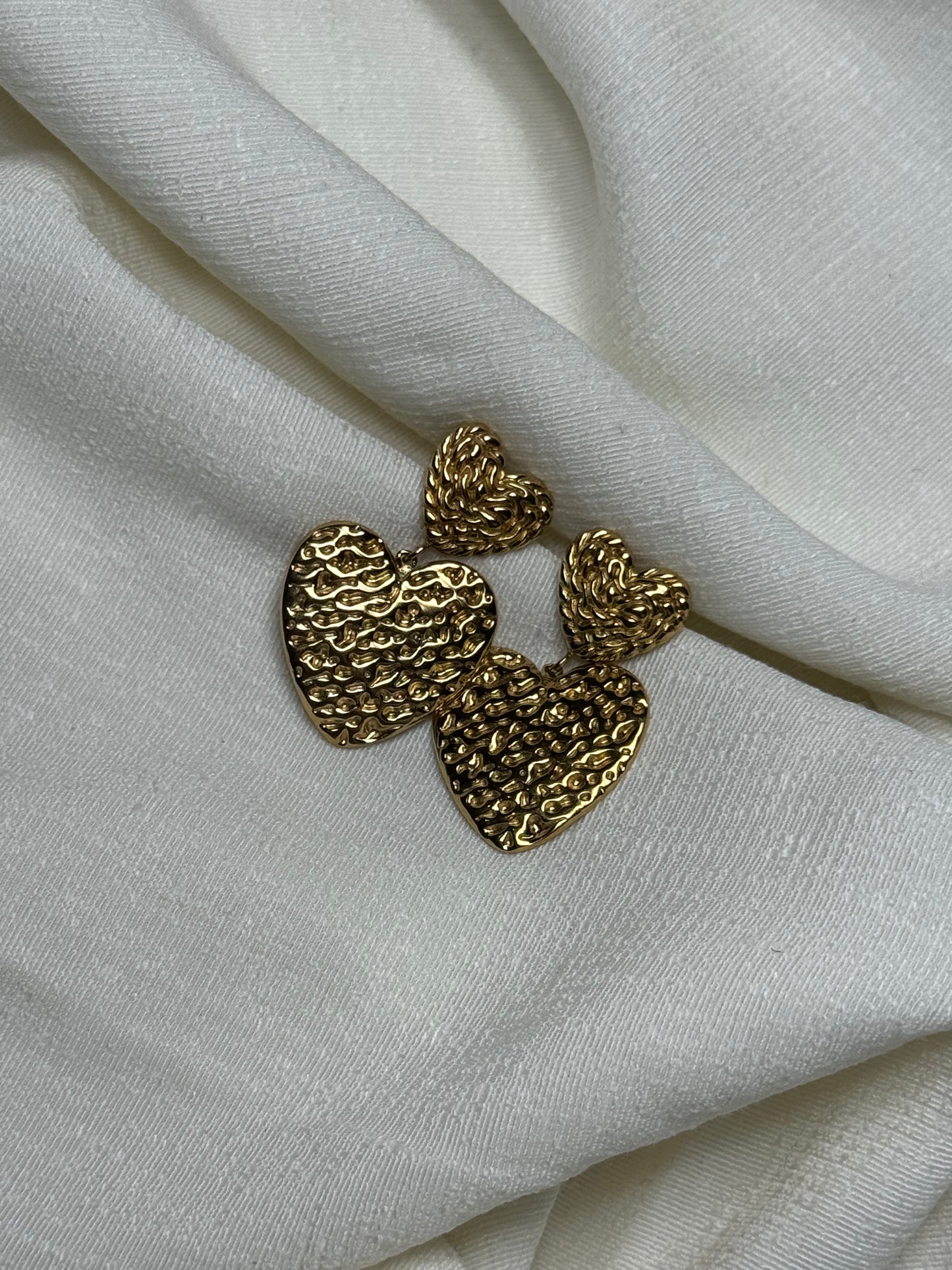 Printed Heart Earrings Gold