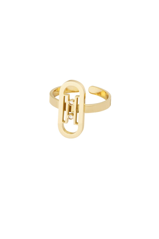 Link With Stone Ring Gold